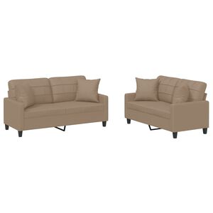 vidaXL Ensemble de canap&eacute;s 2 pcs avec coussins cappuccino similicuir