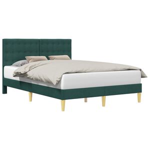 vidaXL Cadre de lit avec t&ecirc;te de lit Vert fonc&eacute; 140 x 200 cm Tissu