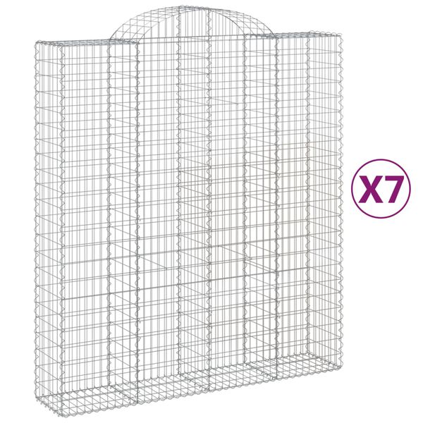 vidaXL Paniers à gabions arqués 7 pcs 200x50x220/240 cm Fer galvanisé