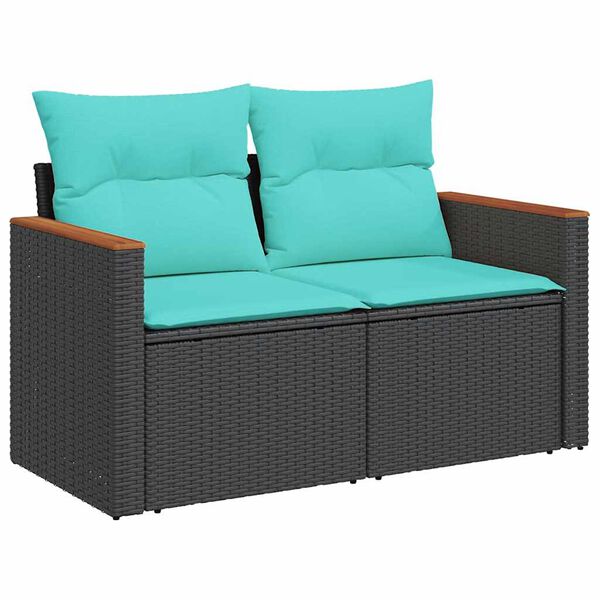vidaXL Salon de jardin 11 pcs avec coussins noir r&eacute;sine tress&eacute;e