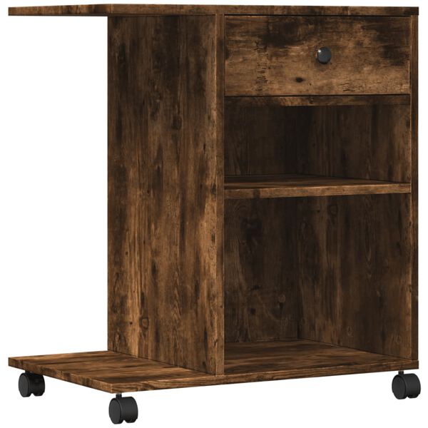 vidaXL Support d'imprimante avec roulettes ch&ecirc;ne fum&eacute; 60x40x68,5 cm