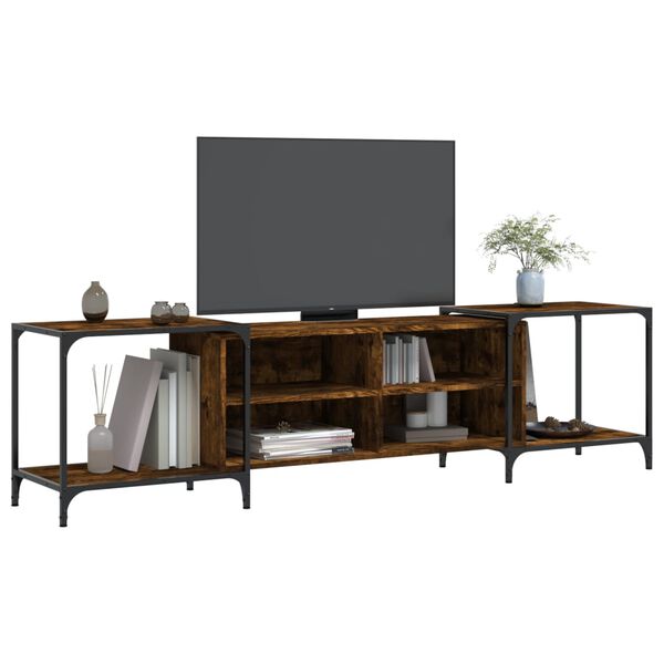 vidaXL Meuble TV ch&ecirc;ne fum&eacute; 203x37x50 cm bois d'ing&eacute;nierie