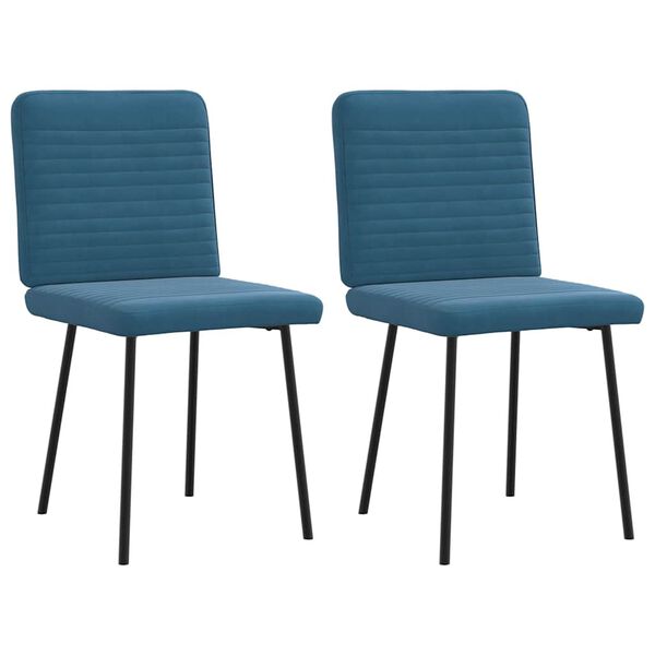 vidaXL Chaises &agrave; manger lot de 2 Bleu Velours