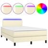 vidaXL Sommier &agrave; lattes de lit et matelas et LED Cr&egrave;me 120x200 cm