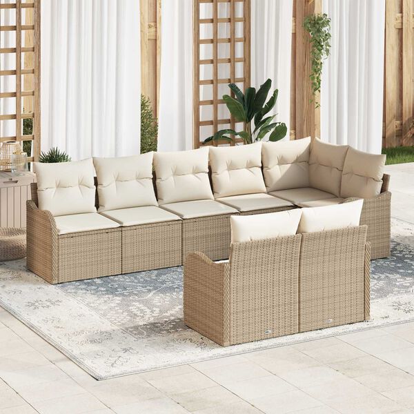 vidaXL Ensemble de canap&eacute; de jardin Beige polyrotin