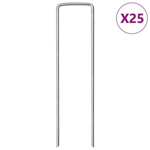 vidaXL Piquets de sol en forme de U 25 pcs 15x3,5 cm acier galvanis&eacute;