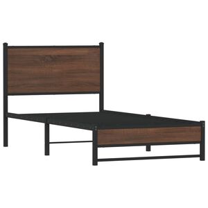 vidaXL Cadre de lit en m&eacute;tal sans matelas ch&ecirc;ne marron 90x190 cm