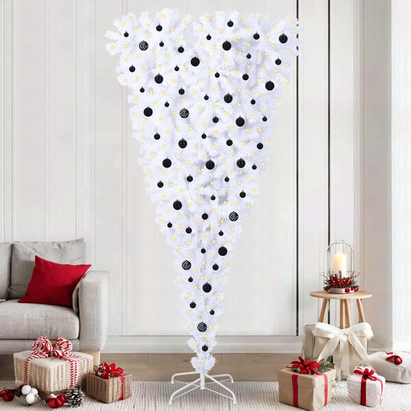 vidaXL Sapin de No&euml;l artificiel avec 300 LED Blanc 240 cm PVC et Acier
