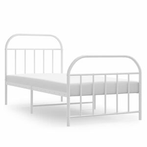 vidaXL Cadre de lit m&eacute;tal sans matelas avec pied de lit blanc 90x190cm