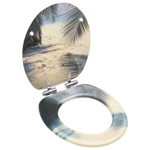 vidaXL Si&egrave;ge WC avec couvercle &agrave; fermeture en douceur MDF Plage