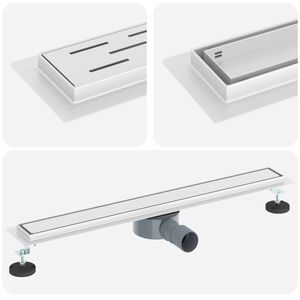 vidaXL &Eacute;vacuation de douche 2-en-1 avec siphon &agrave; 360&deg; Argent&eacute; 70 cm