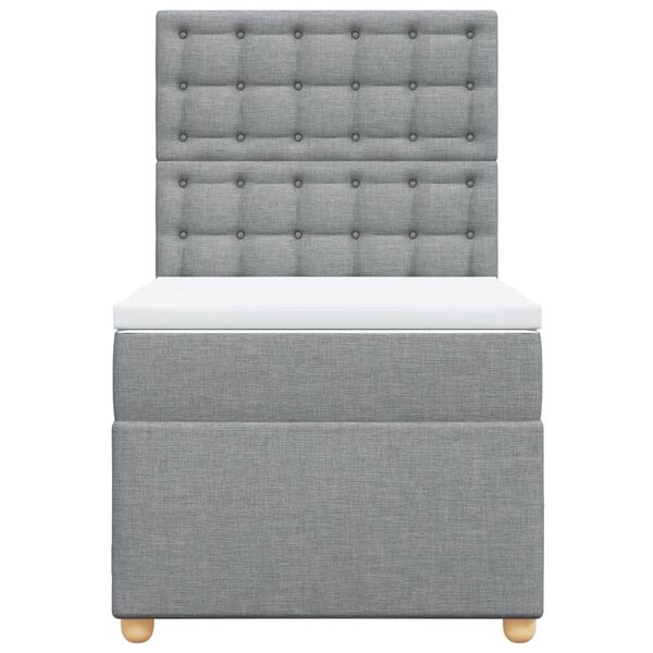 vidaXL Sommier &agrave; lattes de lit avec matelas Gris clair 90x200 cm Tissu