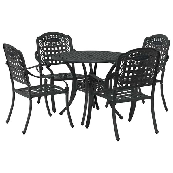vidaXL Ensemble de salle &agrave; manger pour jardin 5 pcs Noir Aluminium