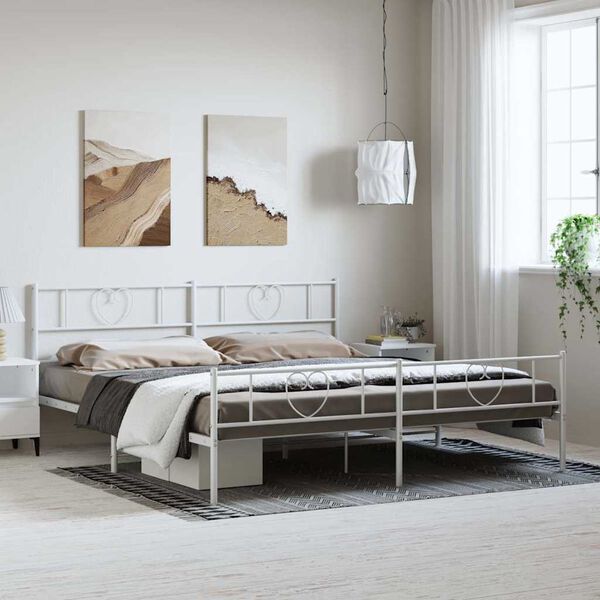 vidaXL Cadre de lit métal sans matelas et pied de lit blanc 193x203 cm