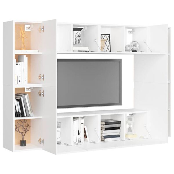 vidaXL Ensemble de meubles TV 8 pcs Blanc Bois d'ing&eacute;nierie