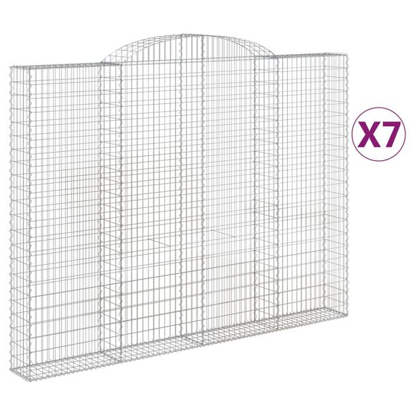 vidaXL Paniers &agrave; gabions arqu&eacute;s 7 pcs 300x30x220/240 cm fer galvanis&eacute;