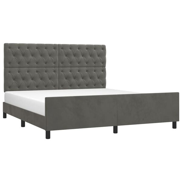 vidaXL Cadre de lit sans matelas gris fonc&eacute; 160x200 cm velours