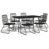 vidaXL Ensemble &agrave; manger de jardin 7 pcs Noir Rotin PVC