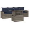 vidaXL Ensemble de canap&eacute; de jardin 5 pcs avec coussins gris r&eacute;sine tress&eacute;e