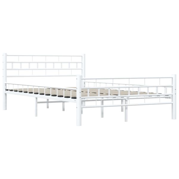 vidaXL Cadre de lit sans matelas blanc m&eacute;tal 140x200 cm