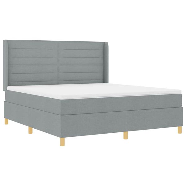 vidaXL Lit &agrave; ressorts avec matelas Gris clair 180 x 200 cm tissu