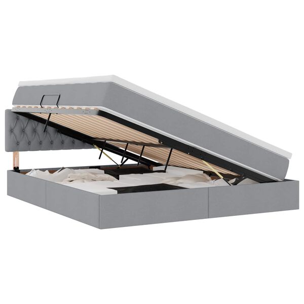 vidaXL Lit avec rangement et LED Gris clair 180 x 200 cm tissu
