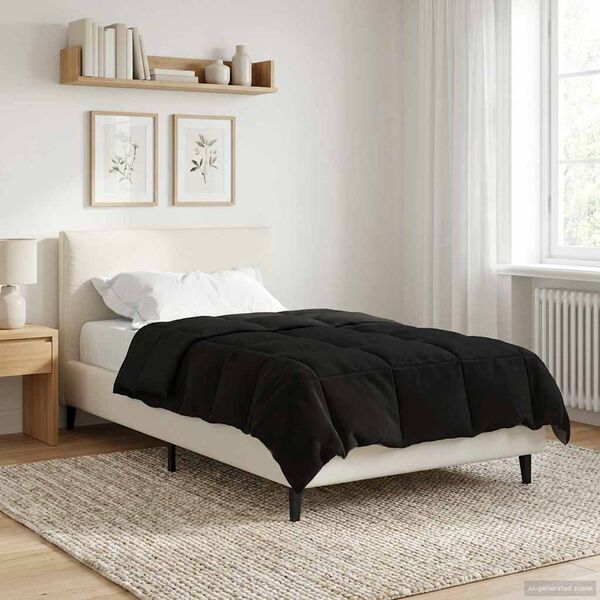 vidaXL Duvet complet toute l'ann&eacute;e Noir 135 x 220 cm Microfibre