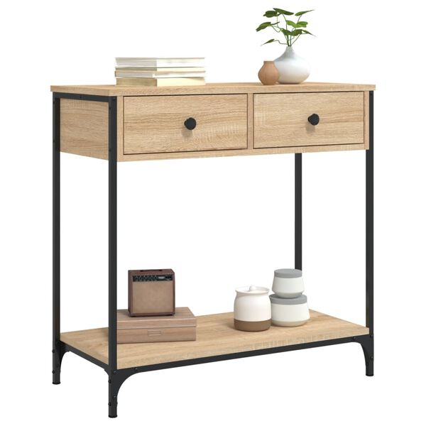 vidaXL Table console ch&ecirc;ne sonoma 75x34,5x75 cm bois d'ing&eacute;nierie