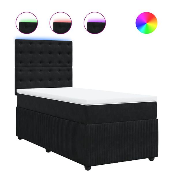 vidaXL Sommier &agrave; lattes de lit avec matelas Noir 90x190 cm Velours