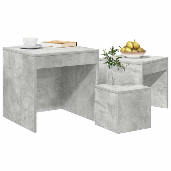 vidaXL Tables gigognes 3 pcs Gris béton Aggloméré