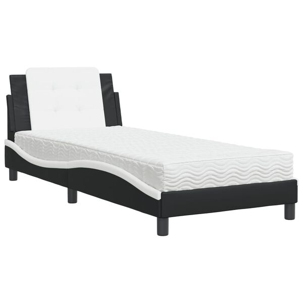 vidaXL Cadre de lit sans matelas Zadar noir et blanc 90x190 cm similicuir