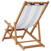 vidaXL Chaises de plage pliantes lot de 2 bleu blanc tissu bois massif