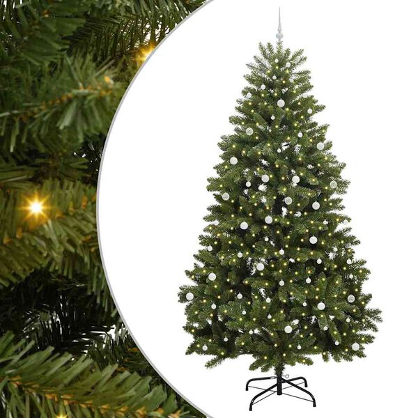 vidaXL Sapin de No&euml;l artificiel avec 300 LED Vert 300 cm PVC et m&eacute;tal