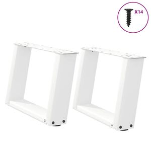 vidaXL Pieds de table basse en U 2 pi&egrave;ces Blanc 40 x (30-31) cm Acier