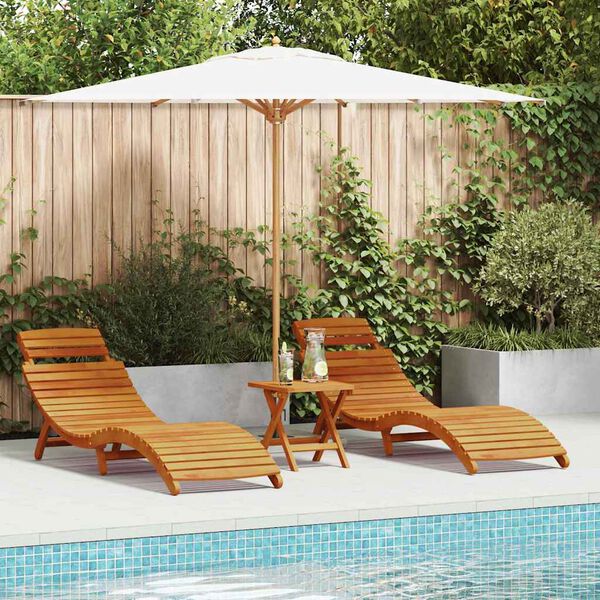 vidaXL Transat 2 pcs Marron 55 x 184 x 64cm Bois d'Acacia Massif
