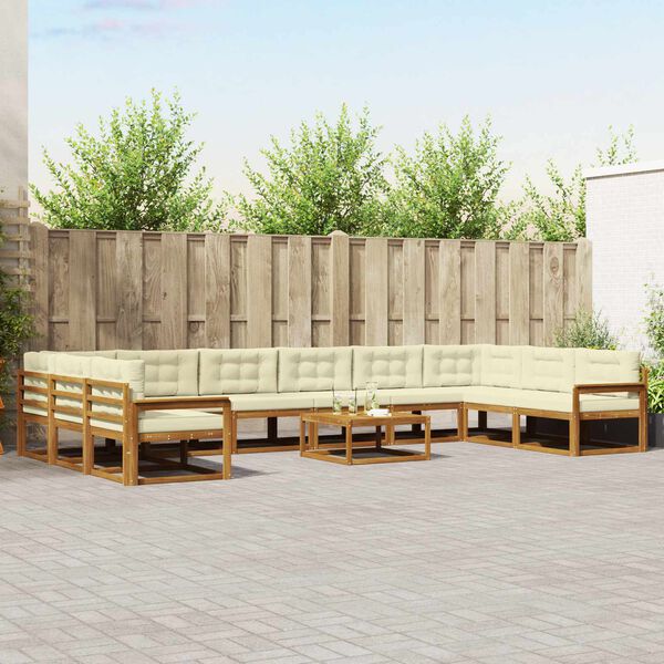 vidaXL Ensemble de canap&eacute;s d'ext&eacute;rieur 11 pcs Naturel et Cr&egrave;me