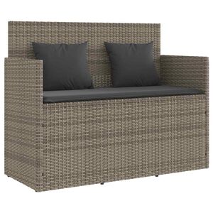 vidaXL Banc de jardin avec coussins gris r&eacute;sine tress&eacute;e