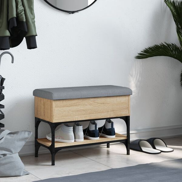 vidaXL Banc &agrave; chaussures ch&ecirc;ne sonoma 62x32x45 cm bois d'ing&eacute;nierie