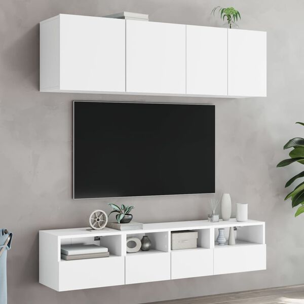 vidaXL Meubles TV muraux 2 pcs blanc 40x30x30 cm bois d'ing&eacute;nierie