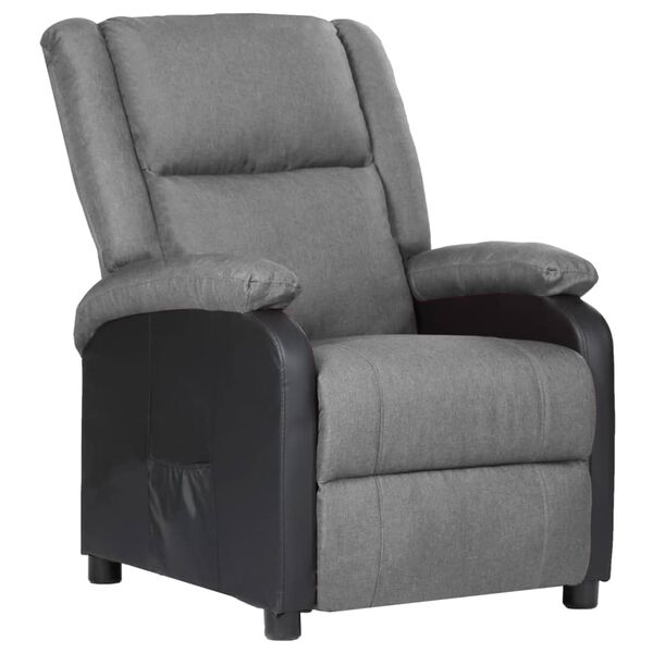 vidaXL Fauteuil inclinable &eacute;lectrique gris clair similicuir et tissu