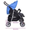 vidaXL Poussette à deux places Acier Bleu et noir