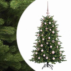 vidaXL Sapin de No&euml;l artificiel avec boules 120 cm 150 LED Blanc chaud