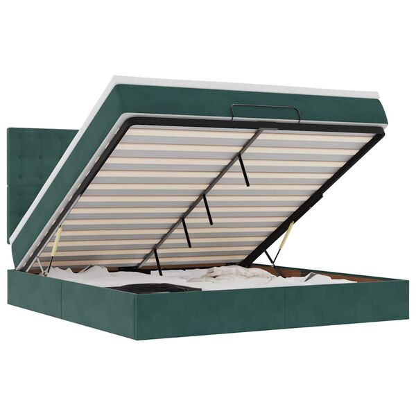 VidaXL Cadre de lit ottoman avec matelas vert fonc&eacute; 180x200cm velours