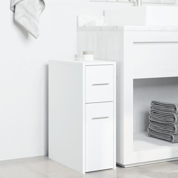 vidaXL Armoire de salle de bain &eacute;troite avec roulettes blanc
