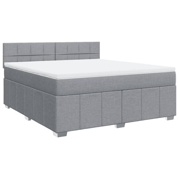 vidaXL Sommier &agrave; lattes de lit avec matelas Gris clair 180x200cm Tissu