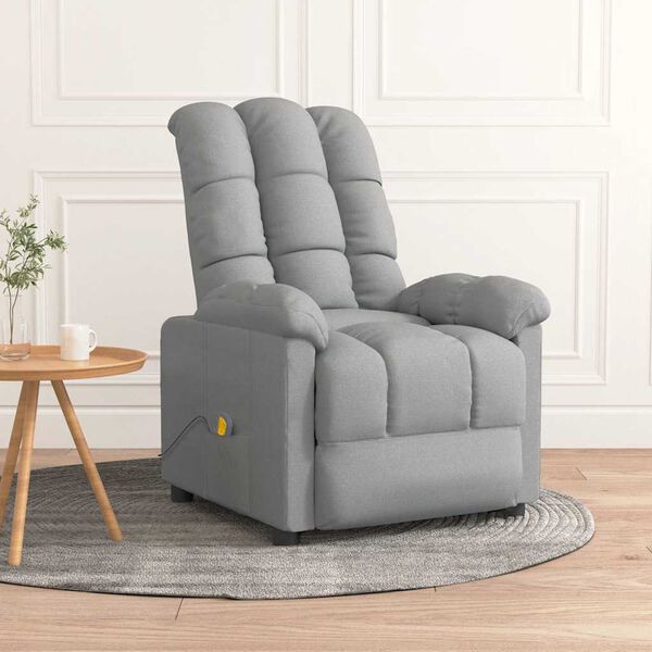vidaXL Fauteuil de massage Gris clair Tissu