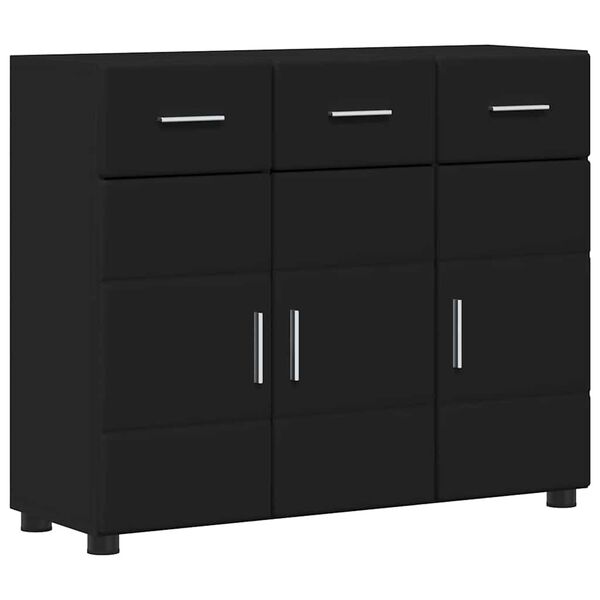 vidaXL Buffet avec &eacute;tag&egrave;re Noir 88,5 x 30,5 x 73 cm Bois d'ing&eacute;nierie
