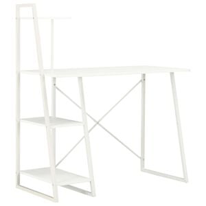 vidaXL Bureau avec &eacute;tag&egrave;re Blanc 102x50x117 cm