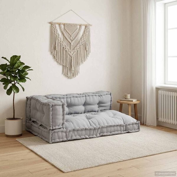 vidaXL Coussin de canap&eacute; sur palette 3 pcs Gris 120 x 80 x 38 cm tissu