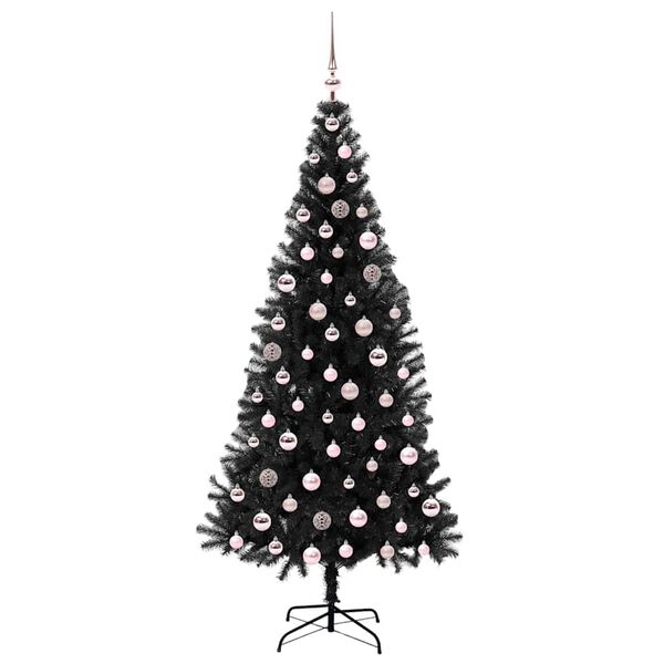 vidaXL Sapin de No&euml;l avec 300 LED avec support Noir 210 cm PVC